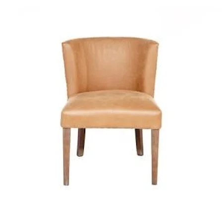 CHARLIE DINING CHAIR NATURAL / CAMEL FAUX LEATHER WITH SHERLING WELT - KD